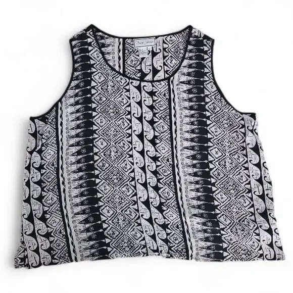 Diane Gilman 100% Silk Sleeveless Blouse Women’s Plus 3X Boho Artsy Vacation - Picture 3 of 11